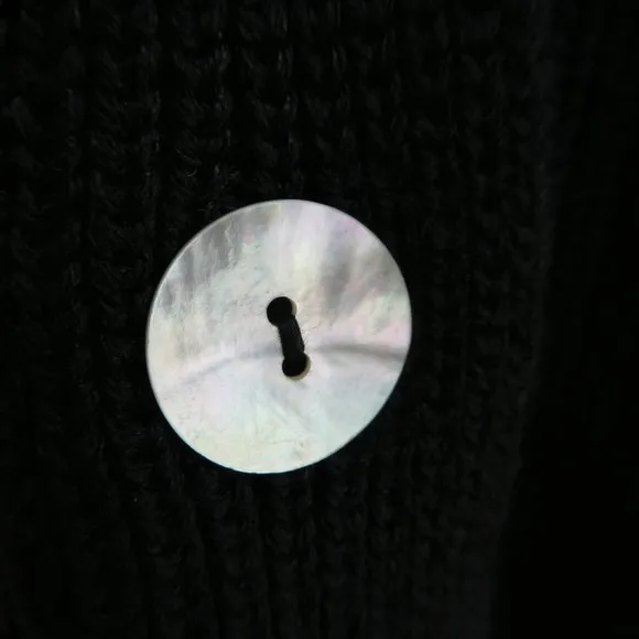 NEW Nic Zoe Black Knit Sweater Cardigan Shell Buttons Ostrich Feather Cuffs L