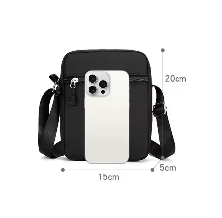NEW Oxford Shoulder Bag, Durable Black Mini Mobile Phone Bag, Men's Waist Bag, Simple and Casual Crossbody Bag, Black