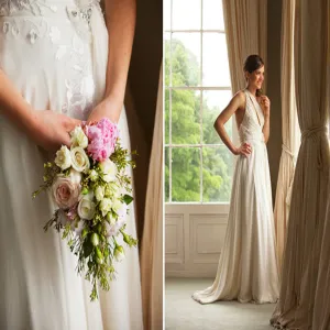 Newest Ivory Lace Appliques Beading Unqiue Asymmetric Long A-line Wedding Dress, AB1112