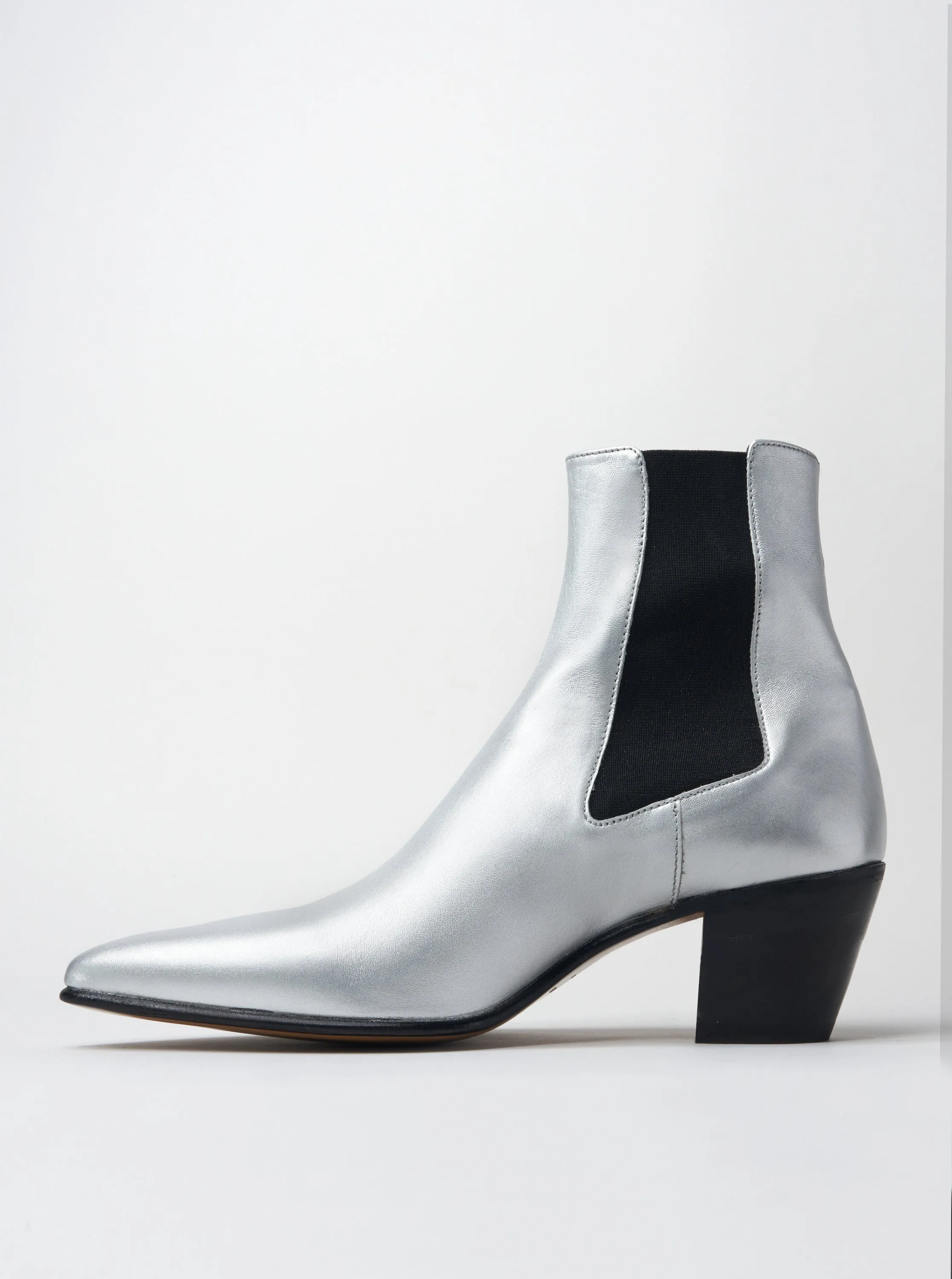 NICO 60MM CHELSEA BOOT IN SILVER CALFSKIN- Woman