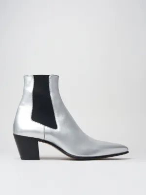 NICO 60MM CHELSEA BOOT IN SILVER CALFSKIN- Woman