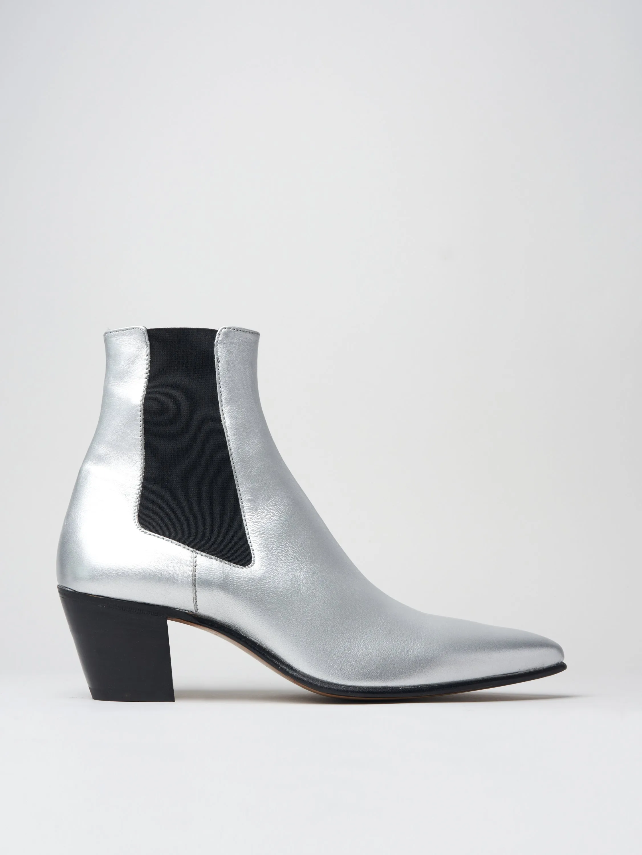 NICO 60MM CHELSEA BOOT IN SILVER CALFSKIN- Woman