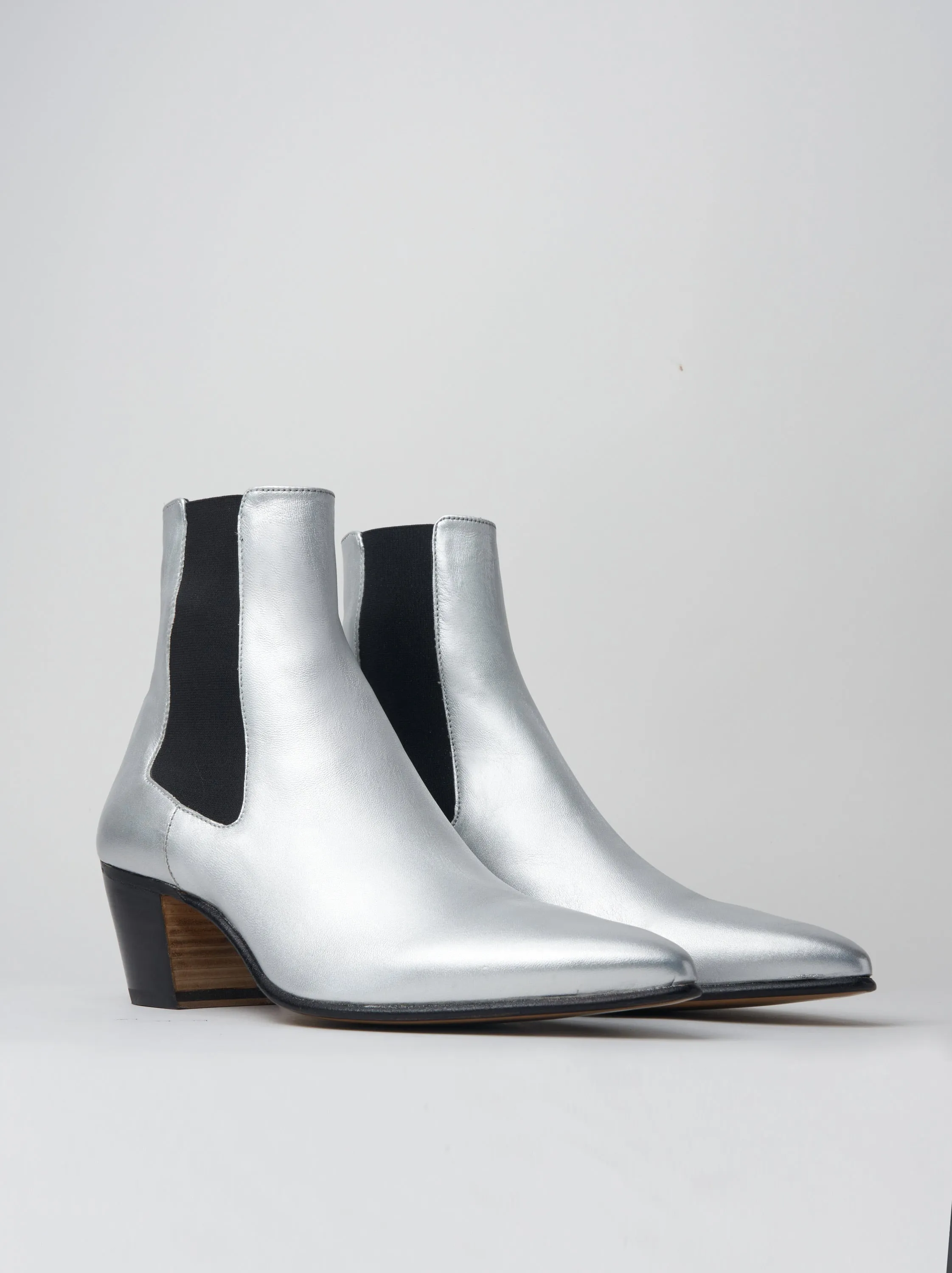 NICO 60MM CHELSEA BOOT IN SILVER CALFSKIN- Woman