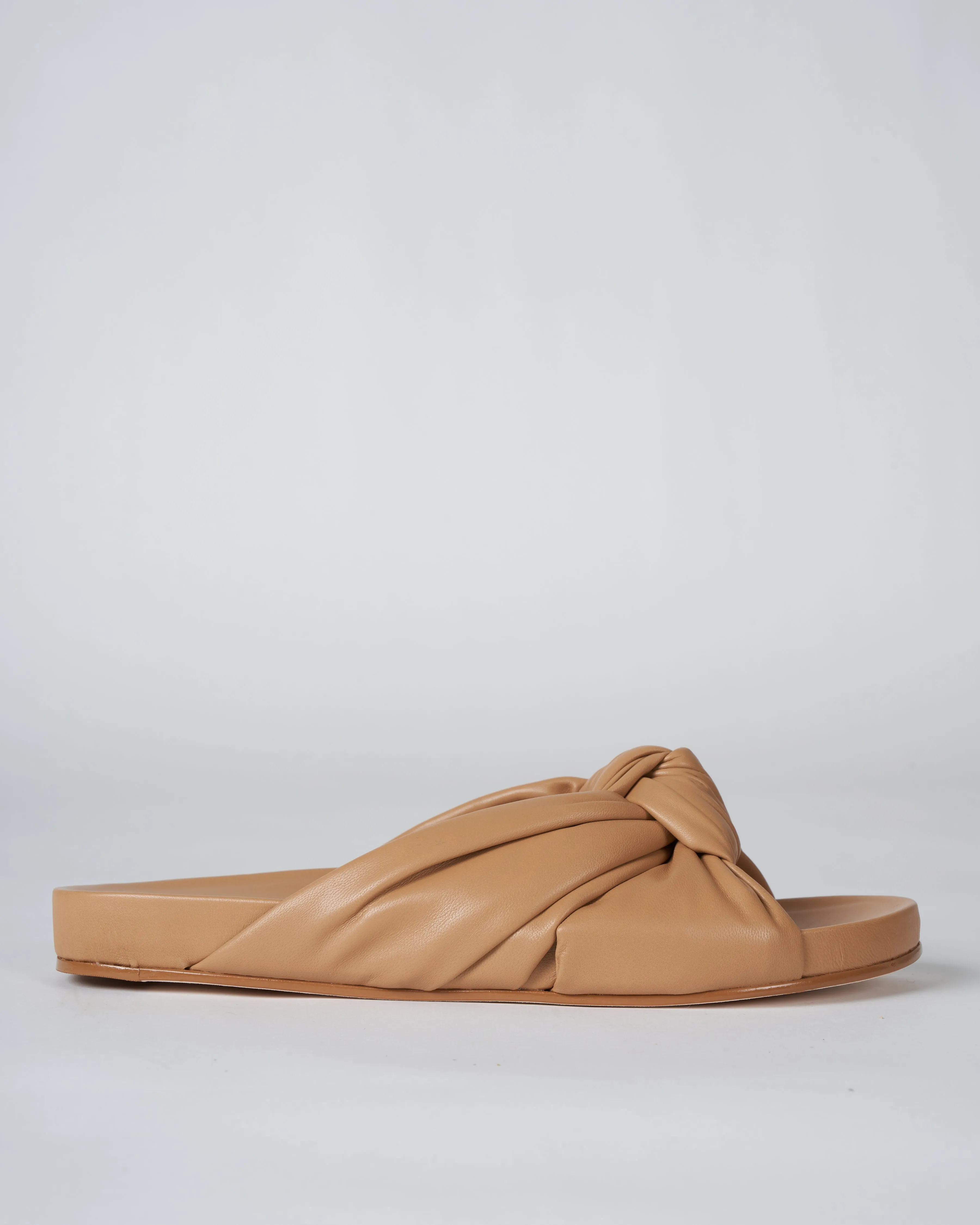 nora anatomic flat slide sandal - beige leather