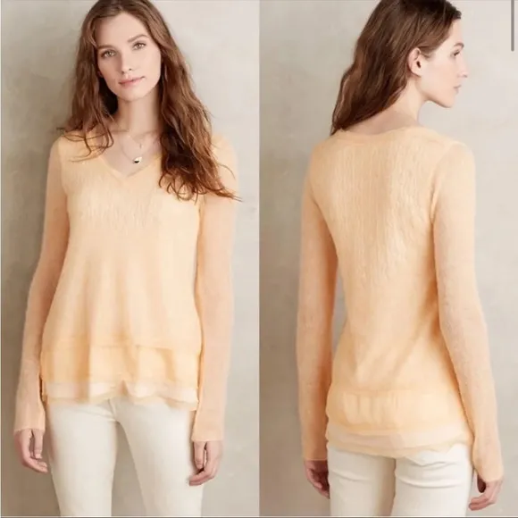 ✨NWT Anthropologie Knitted &amp; Knotted Orange Alpaca Wool Alessia Sweater Size XS