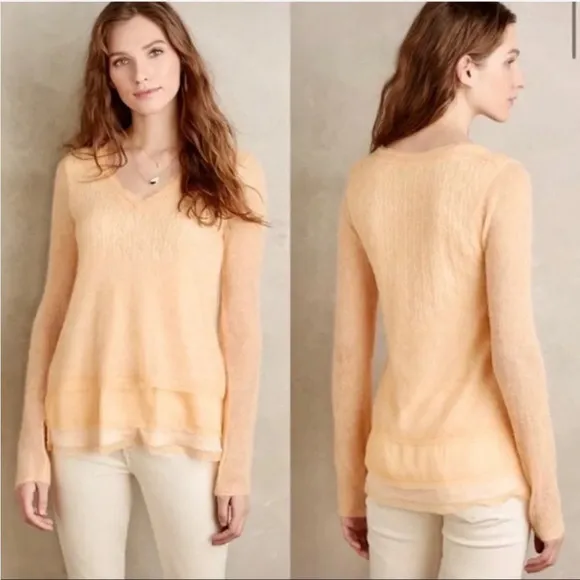 ✨NWT Anthropologie Knitted &amp; Knotted Orange Alpaca Wool Alessia Sweater Size XS