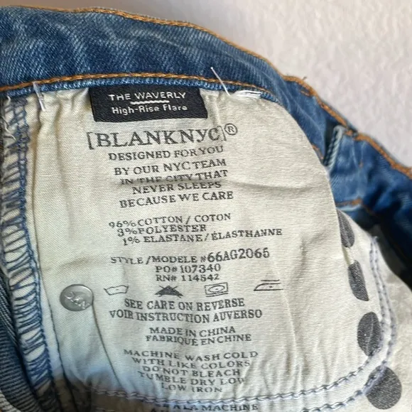 NWT Blank NYC The Waverly Flared Bootcut Denim Jeans High Waisted Size 26