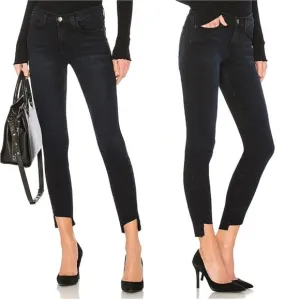 ✨NWT Current/Elliott Black The Stiletto Yuma Slit Step Hem Skinny Jeans Size 28