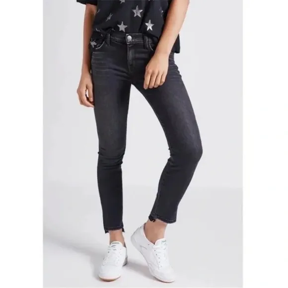 ✨NWT Current/Elliott Black The Stiletto Yuma Slit Step Hem Skinny Jeans Size 28