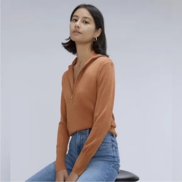 NWT EVERLANE The Luxe Merino Wool Yak 1/2 zip‎ women’s sweater