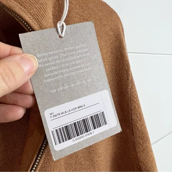 NWT EVERLANE The Luxe Merino Wool Yak 1/2 zip‎ women’s sweater