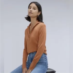 NWT EVERLANE The Luxe Merino Wool Yak 1/2 zip‎ women’s sweater
