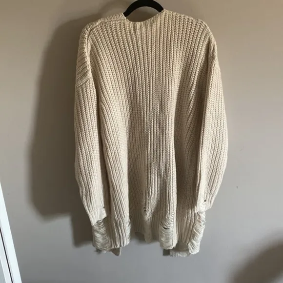 NWT Peyton Jensen Yvette Destruction‎ Cardigan Ivory Size Large