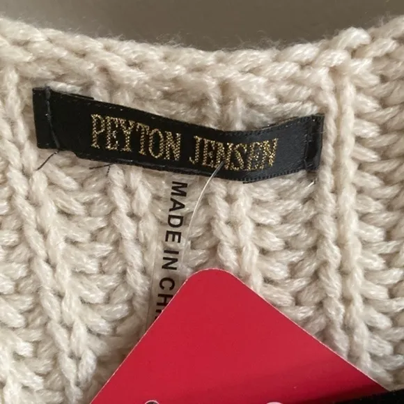 NWT Peyton Jensen Yvette Destruction‎ Cardigan Ivory Size Large