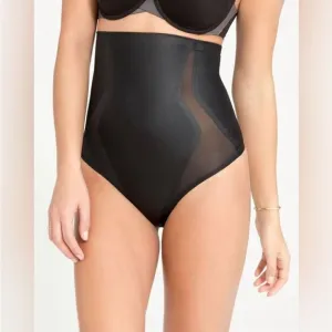 NWT SPANX High-Waisted Stretch Black Thong Size: XL
