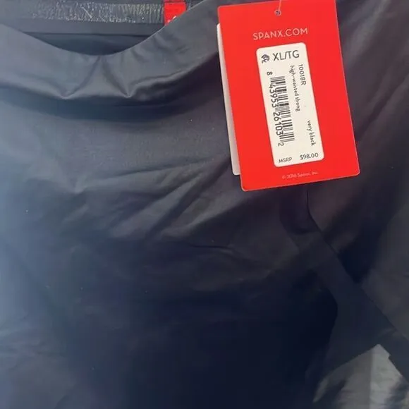NWT SPANX High-Waisted Stretch Black Thong Size: XL