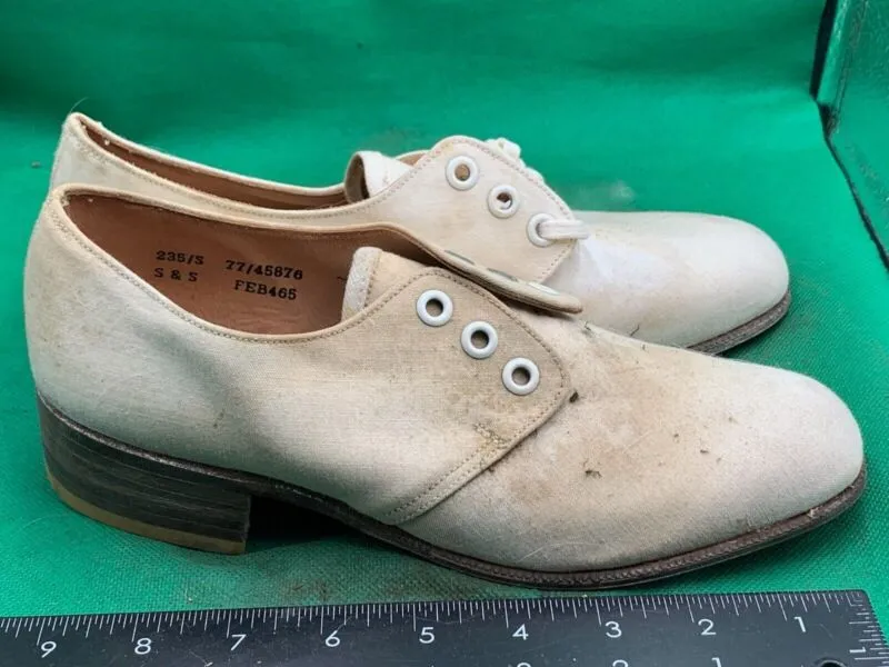 Original WW2 British Army Women's White Summer Shoes - ATS WAAF - Size 235s