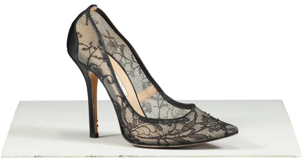 Oscar de la Renta Black Bridget Lace-mesh Pumps UK 5 EU 38 👠
