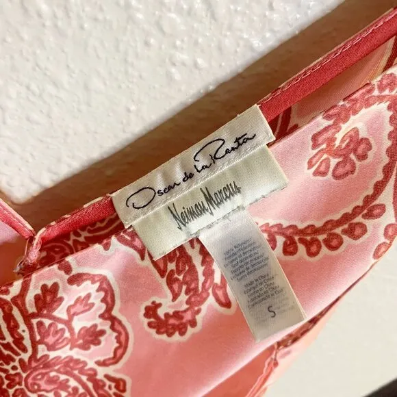 Oscar de la Renta for Neiman Marcus Pink Paisley Print Nightgown Small S