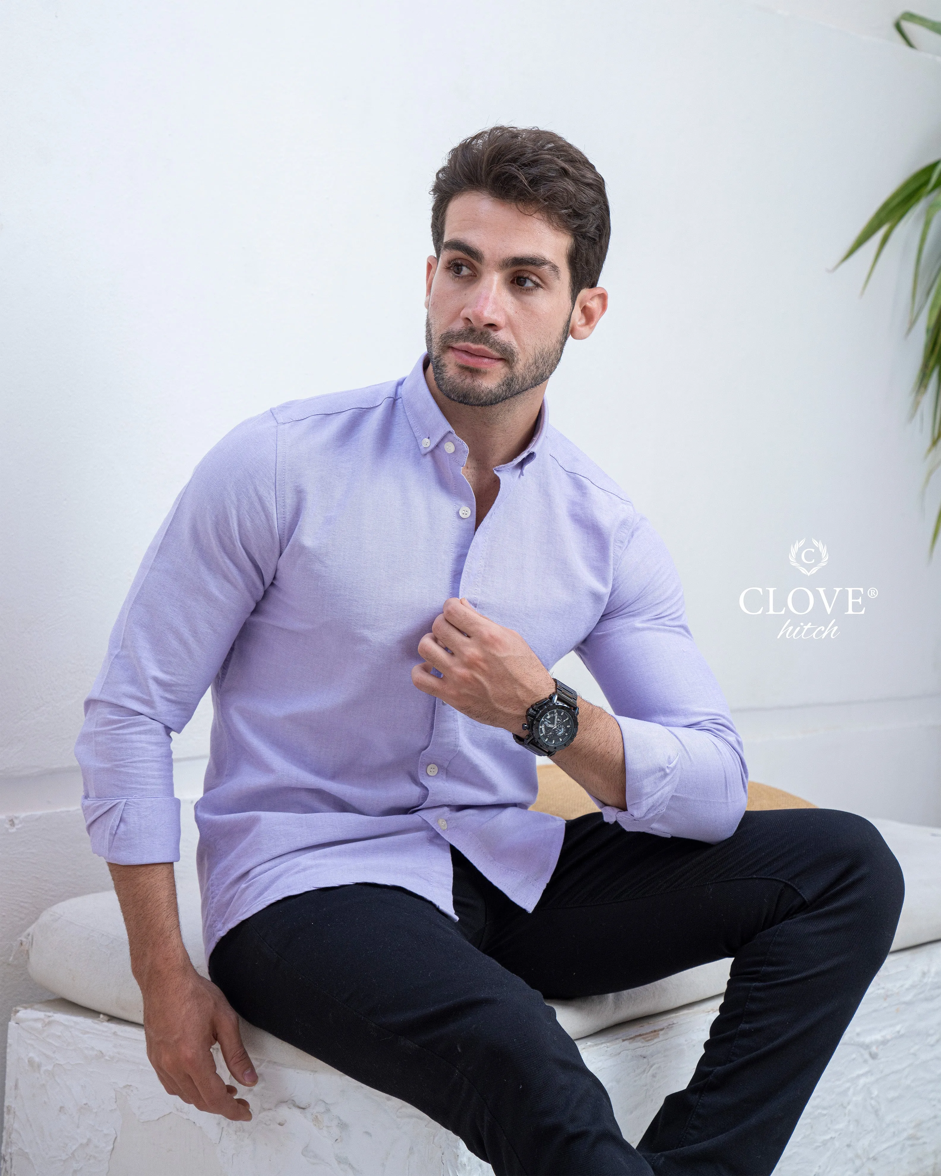 Oxford Cotton Shirt (No Pocket) - Lavender