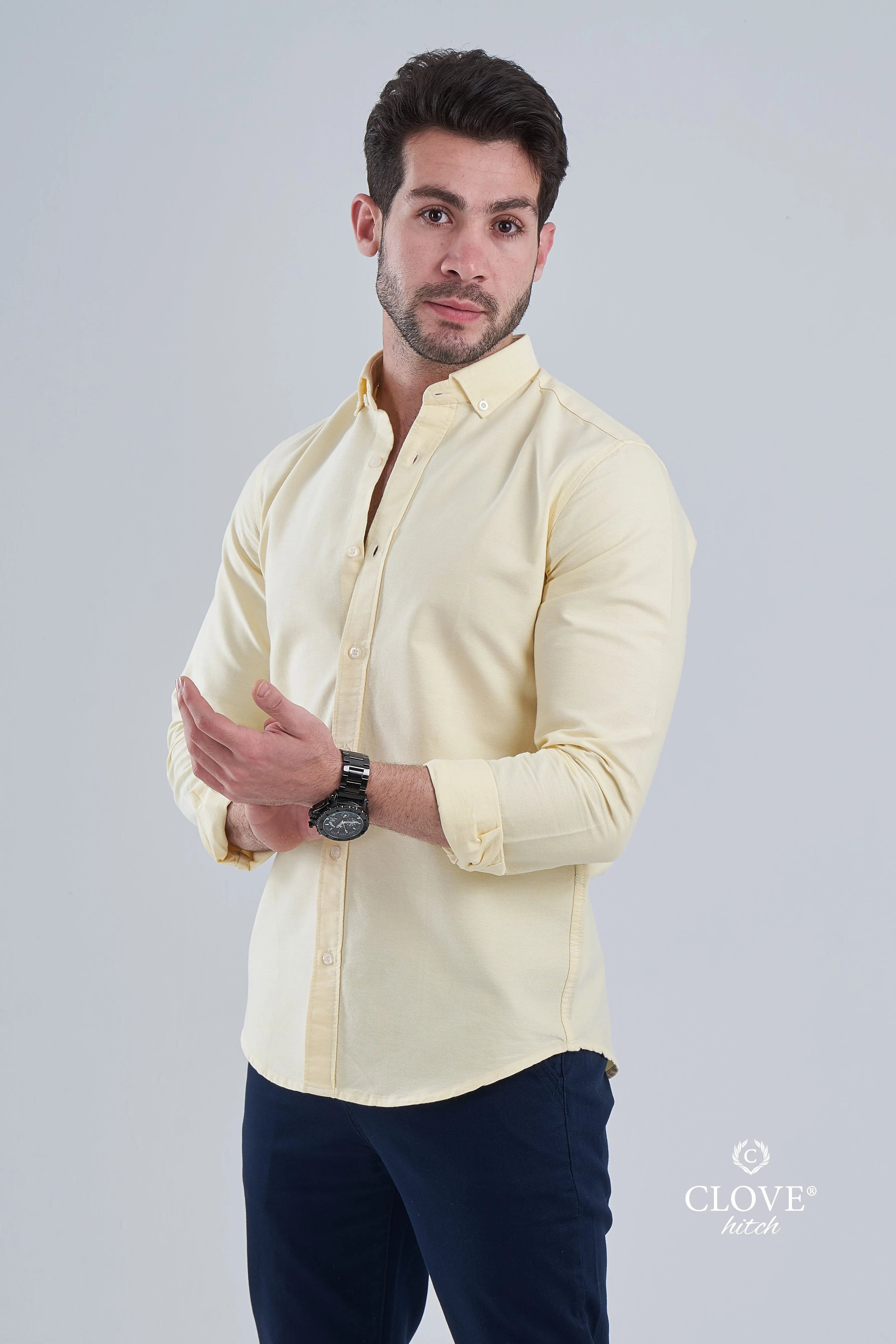 Oxford Cotton Shirt (No Pocket) - Light Yellow
