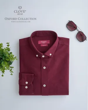 Oxford Cotton Shirt (No Pocket) - Maroon