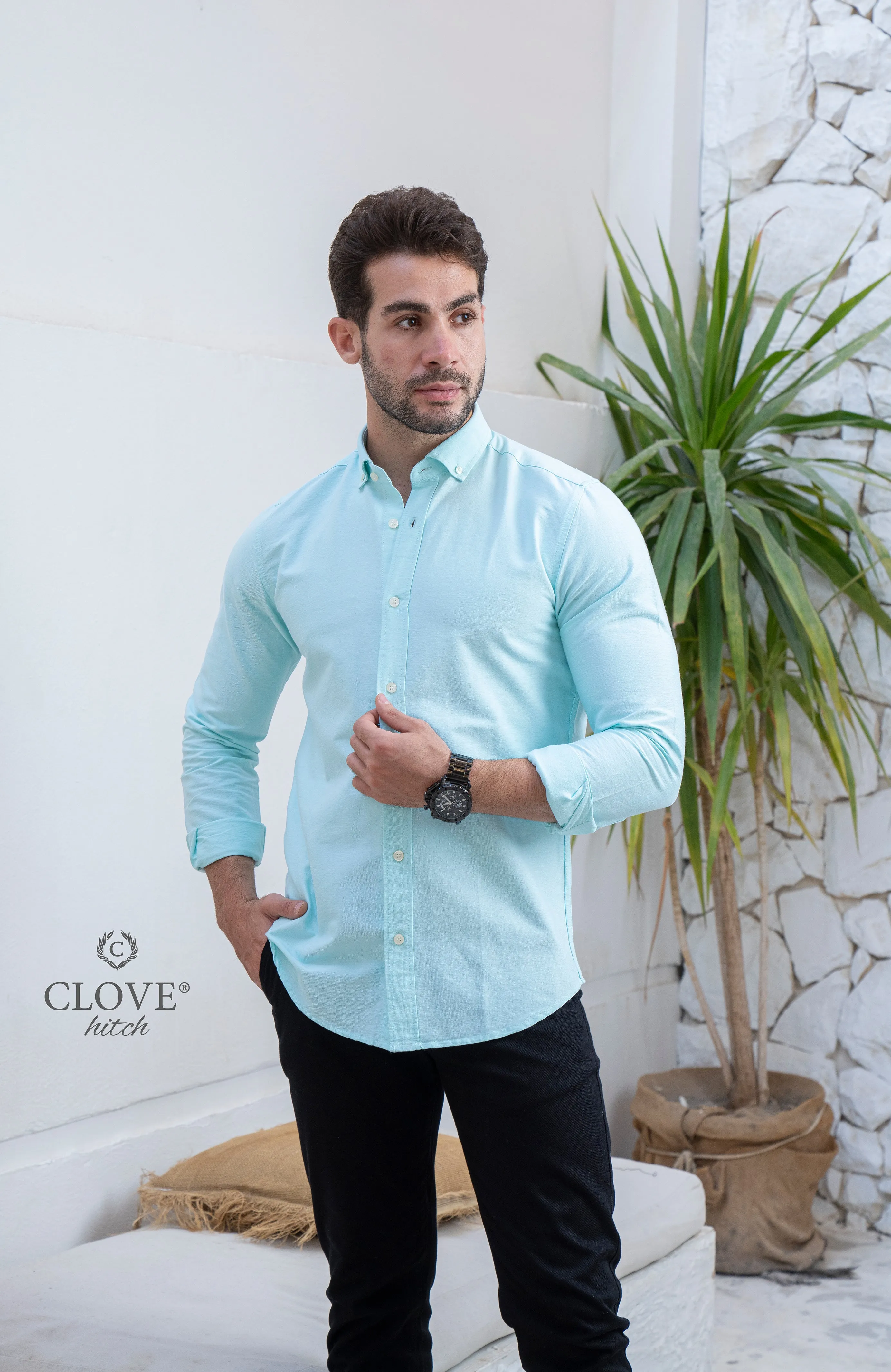 Oxford Cotton Shirt (No Pocket) - Mint Green