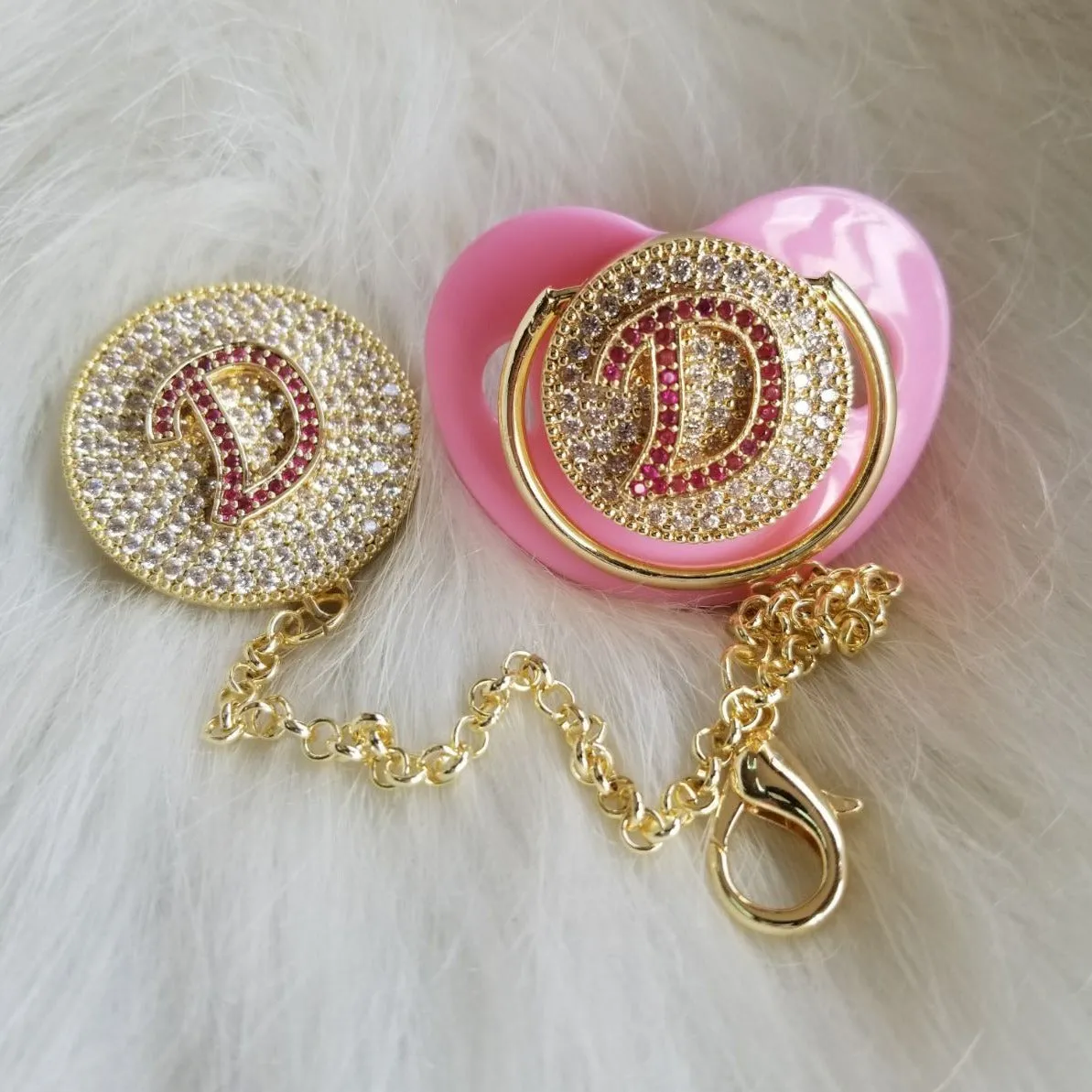 Pacifier with First Letter of Baby Name with Crystals
