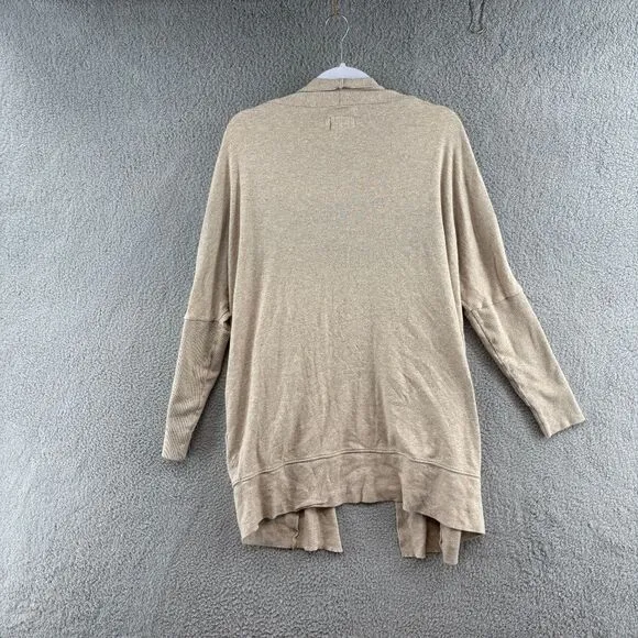 PACT Cardigan Organic Cotton Airplane Open Front Cream Sweater Pockets S/M