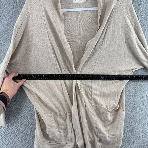 PACT Cardigan Organic Cotton Airplane Open Front Cream Sweater Pockets S/M