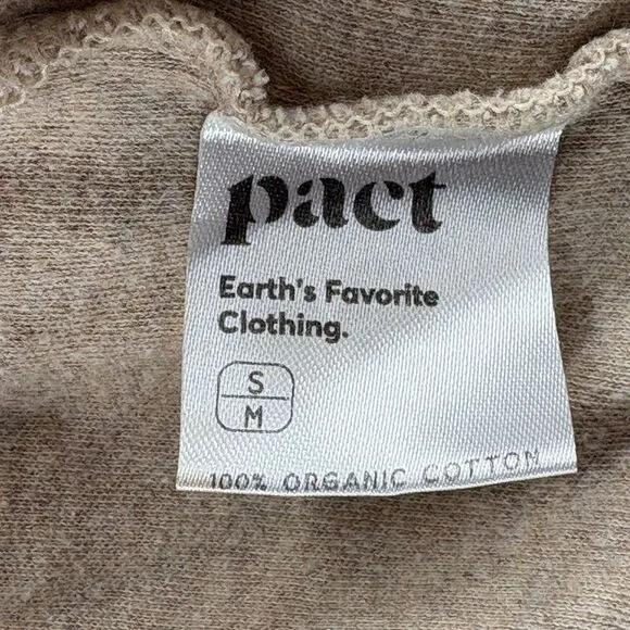 PACT Cardigan Organic Cotton Airplane Open Front Cream Sweater Pockets S/M