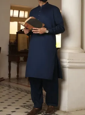 Pakistani mens shalwar kameez in navy blue colour # M2648