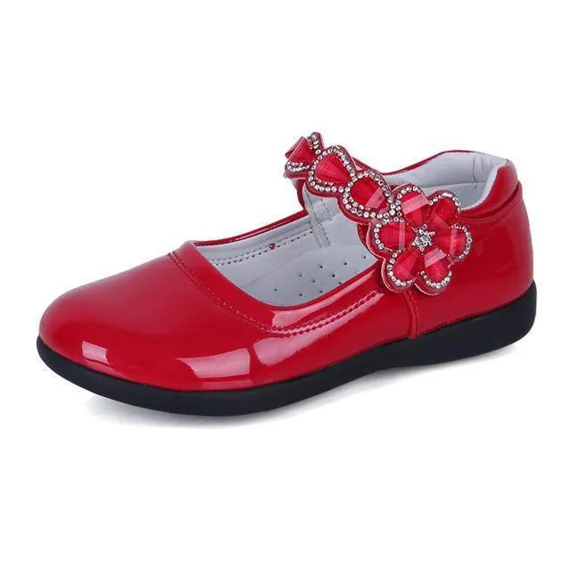 Patent Rhinestone Princess School Shoes for Girls