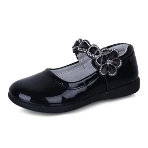 Patent Rhinestone Princess School Shoes for Girls