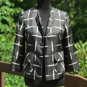 Pendleton Silk Blazer Black White Check 4 Petite