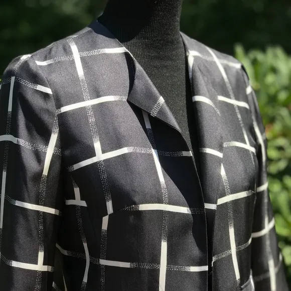 Pendleton Silk Blazer Black White Check 4 Petite