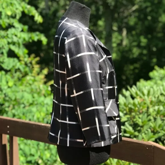 Pendleton Silk Blazer Black White Check 4 Petite
