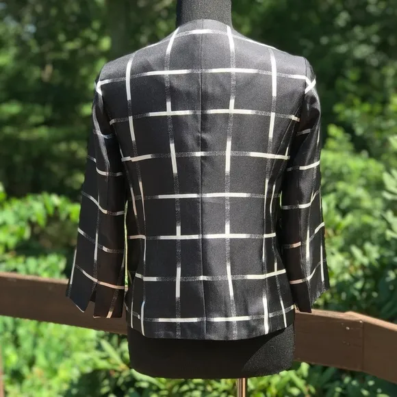 Pendleton Silk Blazer Black White Check 4 Petite