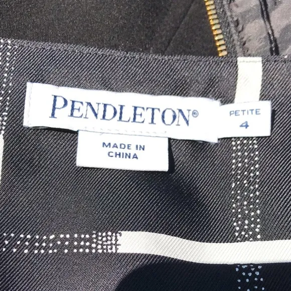 Pendleton Silk Blazer Black White Check 4 Petite