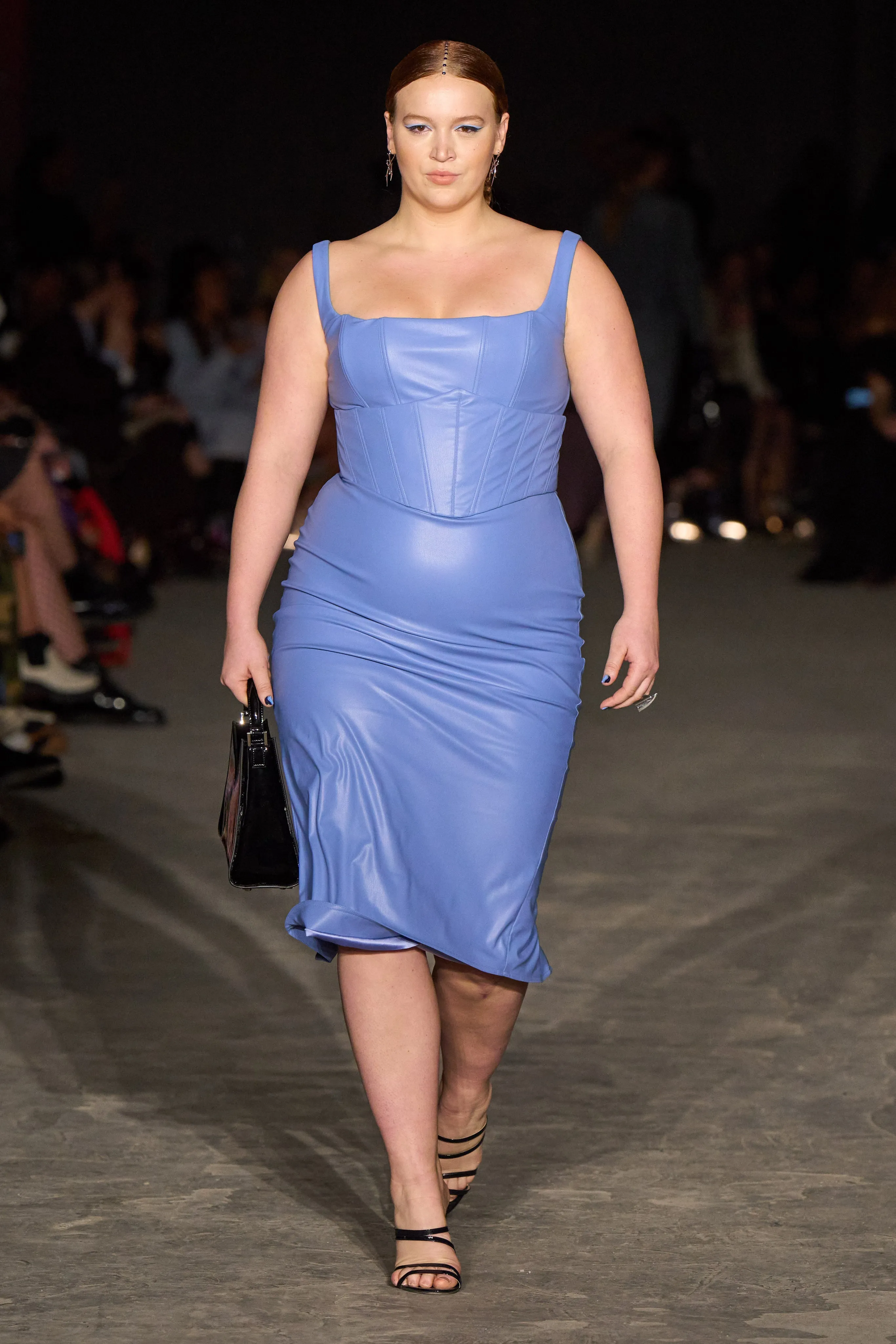 Periwinkle Vegan Leather Corset Dress