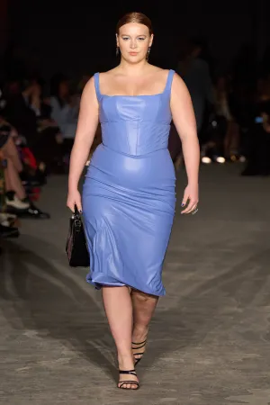 Periwinkle Vegan Leather Corset Dress