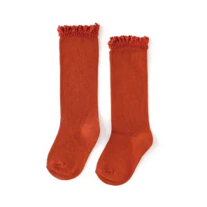 Persimmon Lace Top Knee Highs