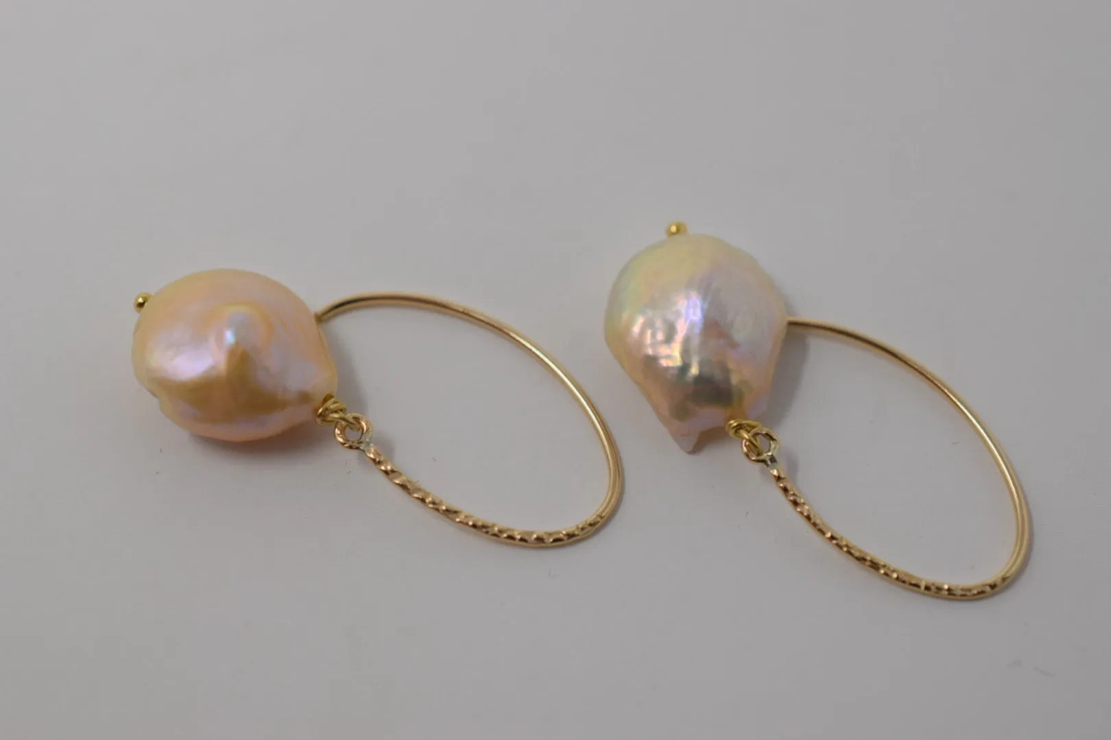 Pink Coin Pearl Earrings, 14GF