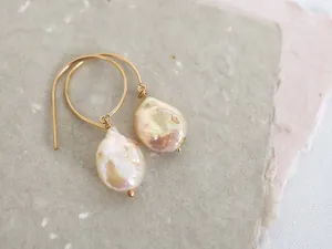 Pink Coin Pearl Earrings, 14GF