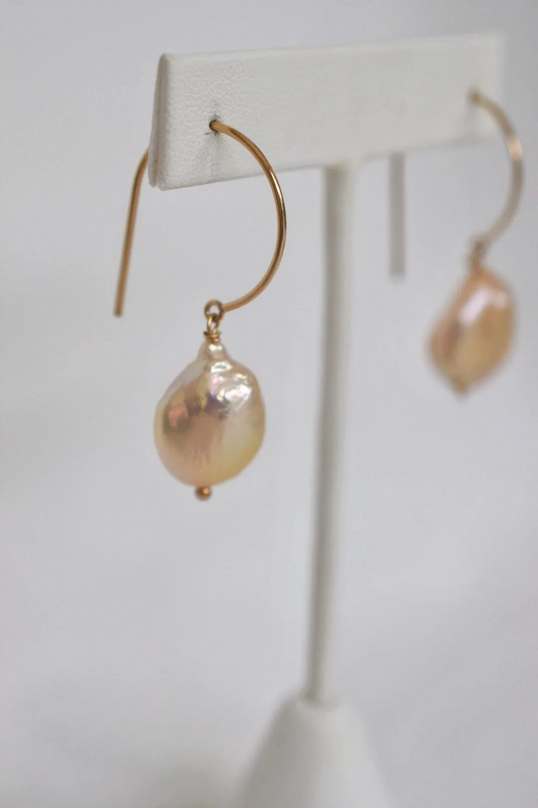 Pink Coin Pearl Earrings, 14GF