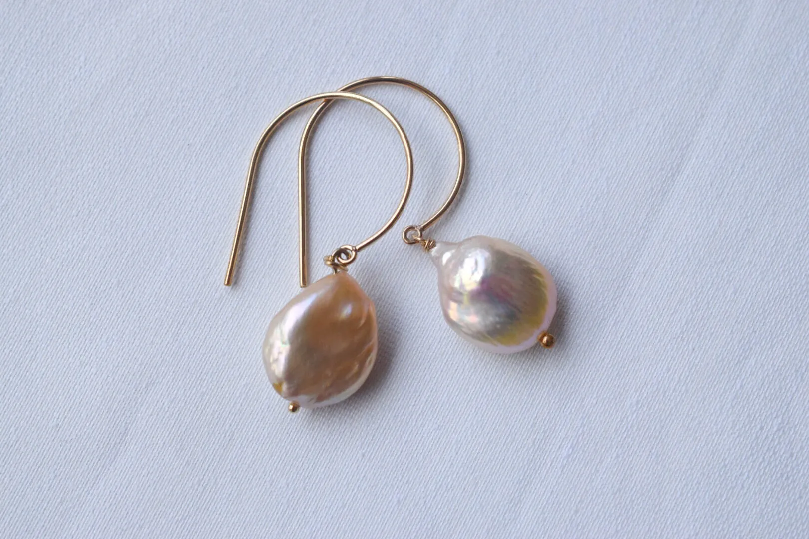 Pink Coin Pearl Earrings, 14GF