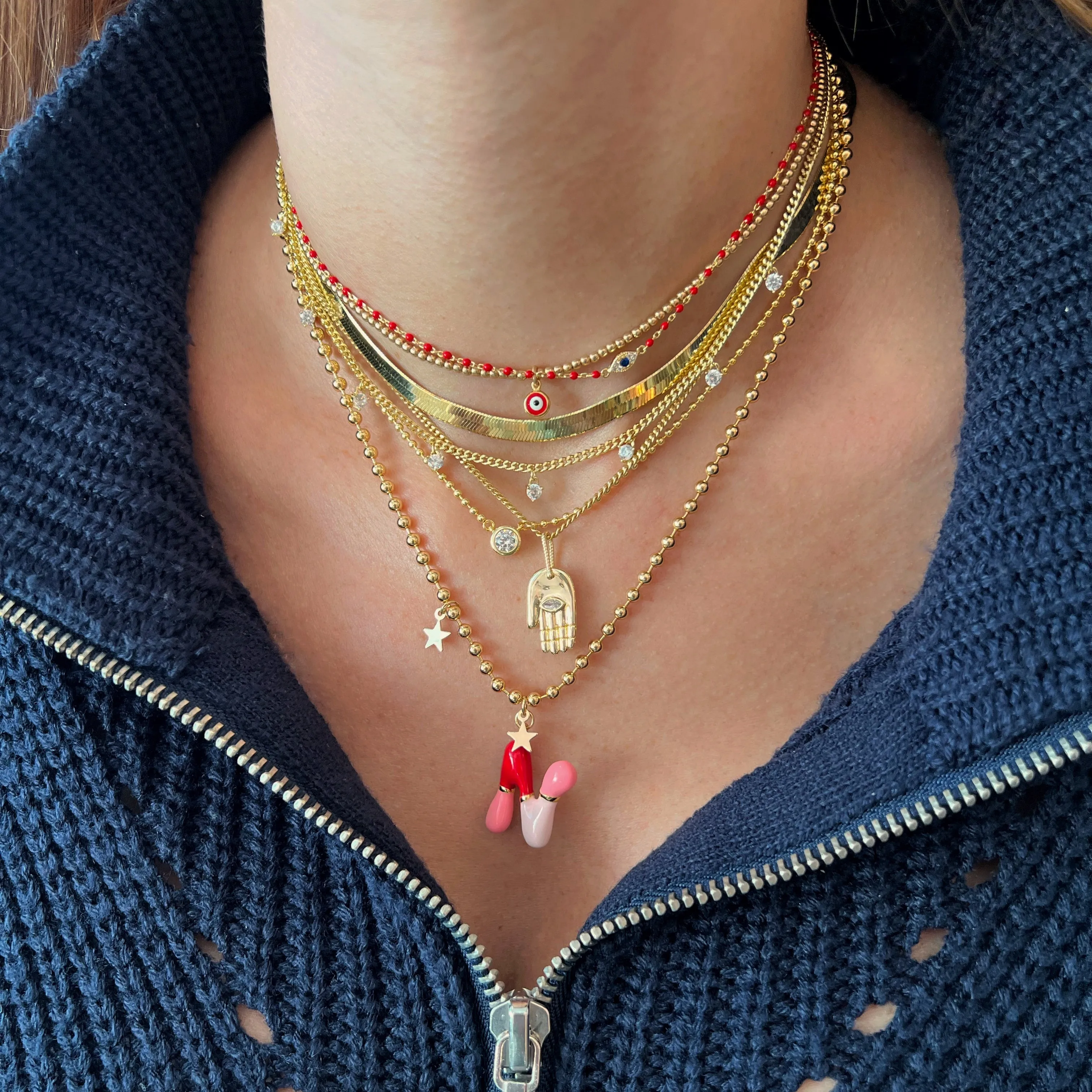 Pink Jelly Initial Necklace