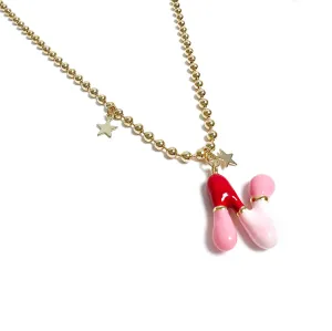 Pink Jelly Initial Necklace