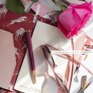Pink Rose, Sunglasses & Notebook. Stock Photo