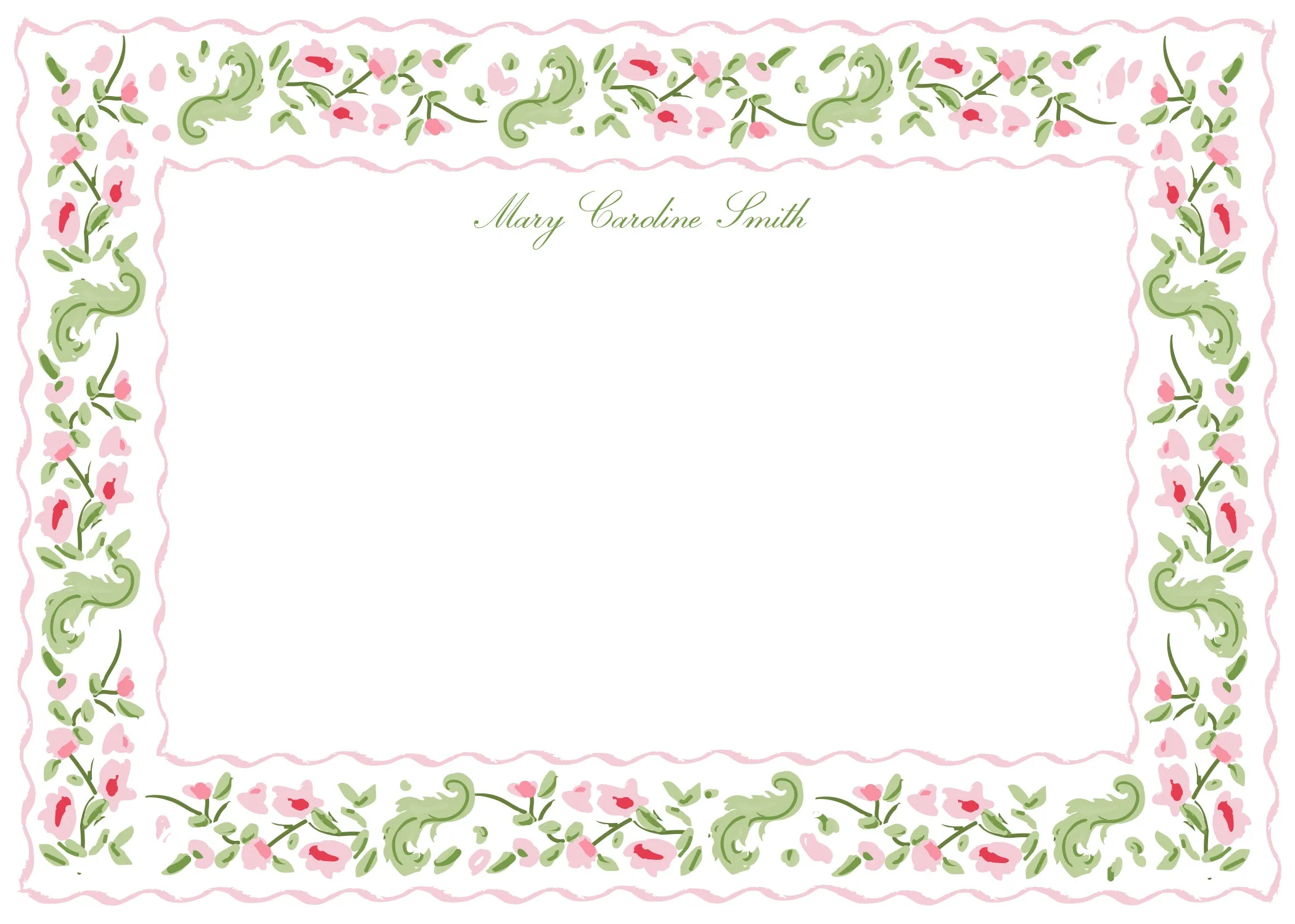 Pink/Green Garden Stationery